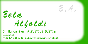 bela alfoldi business card